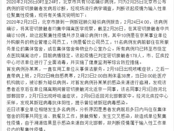北京通报输入性单位聚集疫情：初步判定密切接触者178人